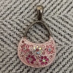 Pink purse necklace pendant floral pink bag jewelry
